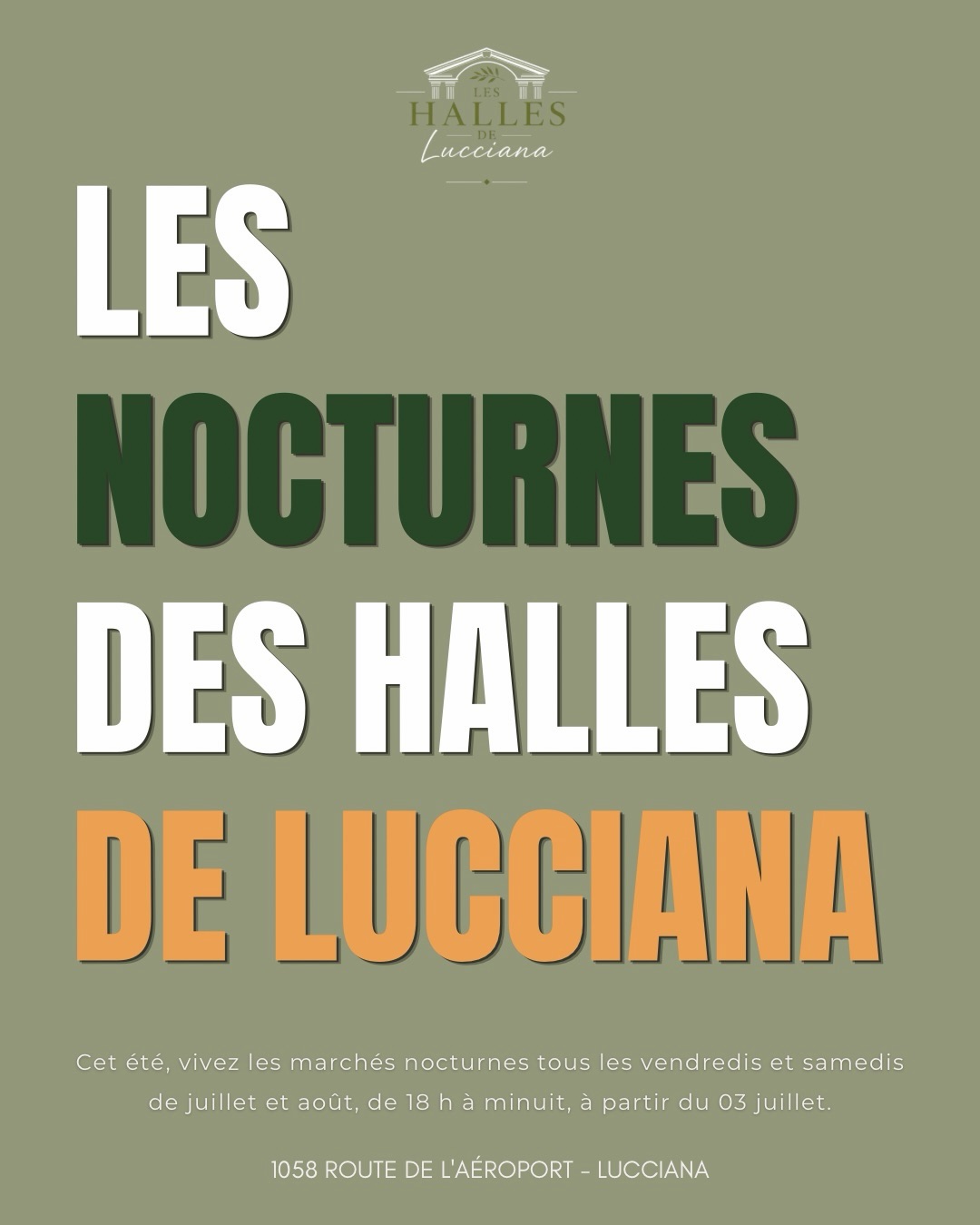 Affiche verte des Nocturnes, le marché du soir des Halles